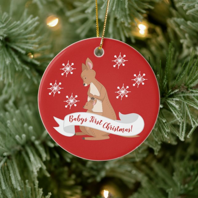 Décoration En Céramique Maman & Me Kangaroo Avec Des Snowflakes (Arbre)