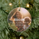 Décoration En Céramique Maman | Sentiments photo Keepsaké Noël<br><div class="desc">Célébrez Maman avec ce ornement photo personnalisé, une belle façon de chérir des moments spéciaux et de rendre les souvenirs de vacances encore plus brillants. Cet ornement en céramique de Noël de Sentimental Photo Keepsaké est le cadeau parfait pour montrer votre amour et votre appréciation pour tout ce qu'elle fait....</div>