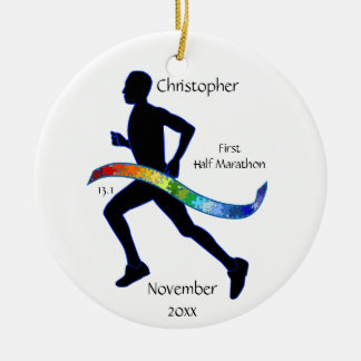 Décoration En Céramique Man Half Marathon Runner Puzzle Arc-en-ciel Orname