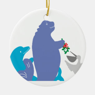 Décoration En Céramique Manatee Holiday Orament