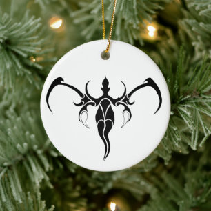 Décoration En Céramique Mandala d'éléphant tribal orné noir et blanc