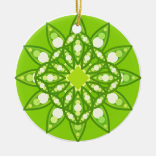 Décoration En Céramique Mandala motif dans les tons vert citron