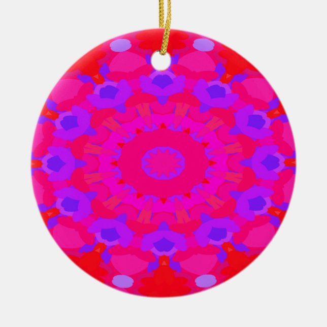 Décoration En Céramique Mandala violet, rose et orange (Devant)