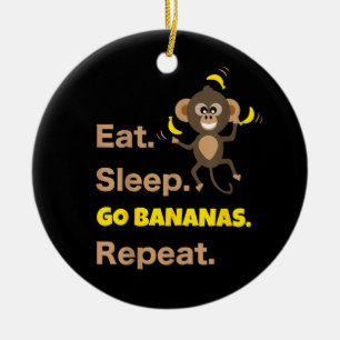 Décoration En Céramique Manger Dormir Devenir Fou de Bananes Répéter Drôle