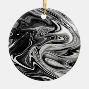 Décoration En Céramique Marbre élégant 7 - liquide noir et blanc