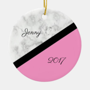 Décoration En Céramique Marbre noir et blanc avec ligne noire et rose