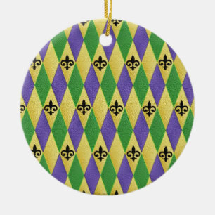 Décoration En Céramique Mardi Gras Arlequin Fleur De Lis