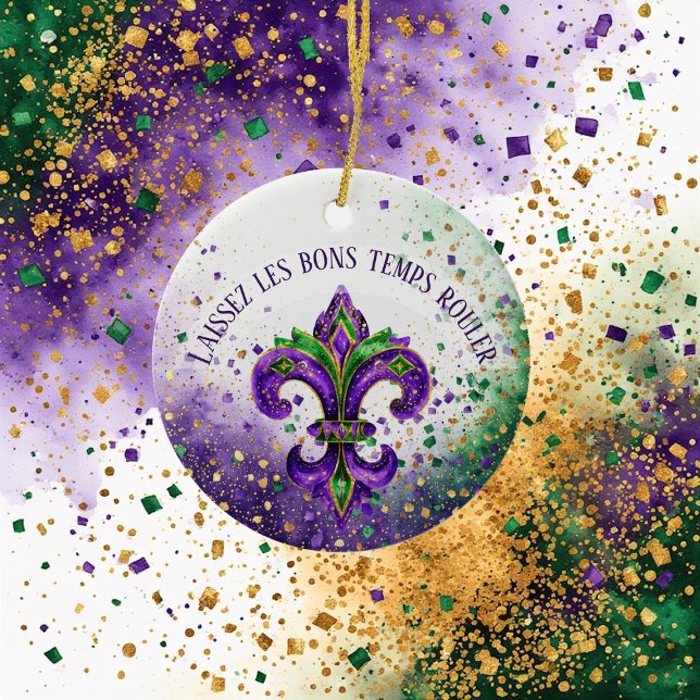 Décoration En Céramique Mardi Gras Laissez Les Bons Temps Rouler Fleur (Mardi Gras Laissez Les Bons Temps Rouler Fleur Ceramic Ornament)