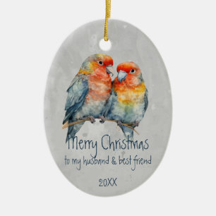 Décoration En Céramique Mari de Noël et meilleur ami Parrot Couple