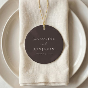 Décoration En Céramique Mariage Calligraphié Élégant Minimaliste Brun Moch