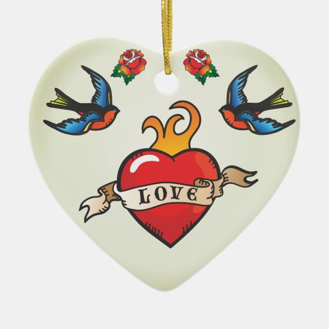 Décoration En Céramique Mariage De Tatouage Faveurs Ornament (Devant)