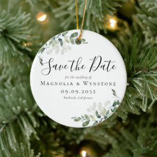 Décoration En Céramique Mariage Eucalyptus Enregistrer La Date
