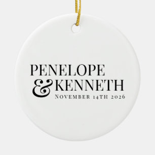 Décoration En Céramique Mariage noir blanc classique personnalisé