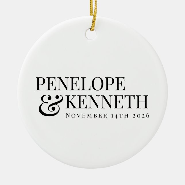 Décoration En Céramique Mariage noir blanc classique personnalisé (Devant)