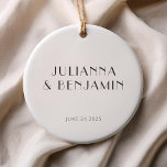 Décoration En Céramique Mariage vintage Art Déco Blanc Simple Personnalisé<br><div class="desc">Vintage Art Déco Simple mariage personnalisé en céramique ornement avec texte noir sur un Arrière - plan blanc</div>