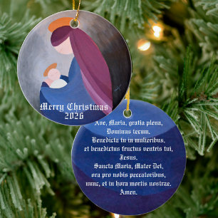 Décoration En Céramique Marie et bébé Jésus - Peinture vintage Ave Maria