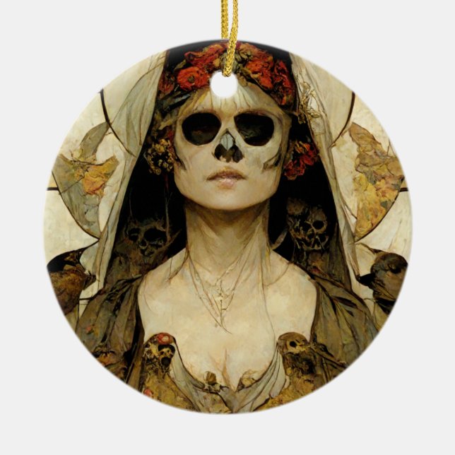 Décoration En Céramique Mariée De La Mort Horreur Gothique (Devant)