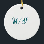 Décoration En Céramique Mariés monogramme turquoise nom simple style<br><div class="desc">conception</div>