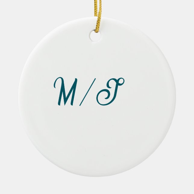 Décoration En Céramique Mariés monogramme turquoise nom simple style (Devant)