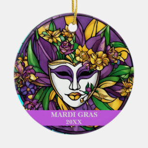 Décoration En Céramique Masque Mardi Gras Faux En Verre Trait Personnalisé