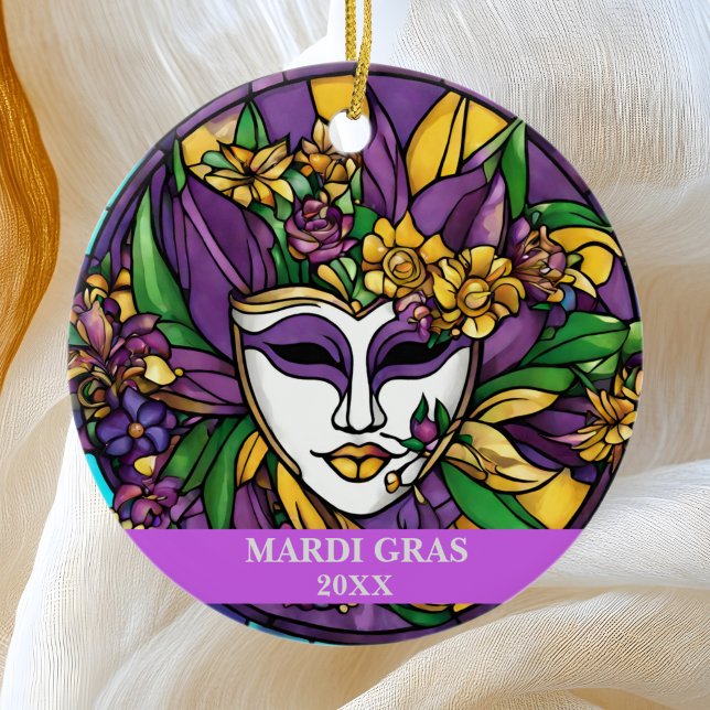 Décoration En Céramique Masque Mardi Gras Faux En Verre Trait Personnalisé (Créateur téléchargé)