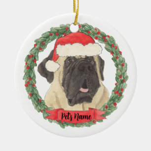 Décoration En Céramique Mastiff Noël personnalisé