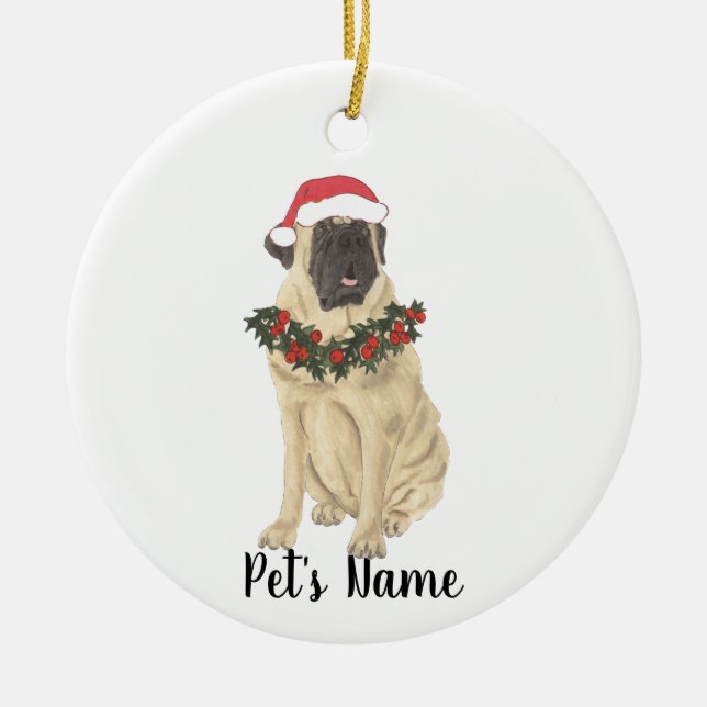 Décoration En Céramique Mastiff Noël Personnalisé (Devant)