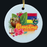 Décoration En Céramique Maurice Retro Océan Indien Dodo et drapeau Vintage<br><div class="desc">Design de plage Maurice avec drapeau pour les vacances. Ile rétro mauricienne de l'océan Indien avec dodo et noix de coco souvenir Vintage pour se rendre sur l'île. Illustration de plage mauricienne pour les vacanciers de Port Louis et Curepipe et les routards Flic en Flac. Maurice dans l'Océan Indien Retro...</div>