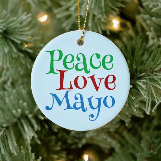 Décoration En Céramique Mayonnaise Peace Love Mayo Funny Blue (Arbre)