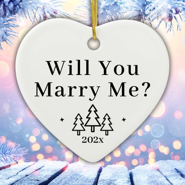 Décoration En Céramique Me Marierez-Vous Proposition De Mariage D'Hiver ? (Will You Marry Me Winter Wedding Proposal Ceramic Ornament
)