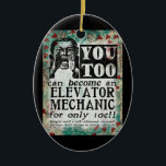 Décoration En Céramique Mécanique d'ascenseur - Funny Vintage Retro<br><div class="desc">Ascenseur Mécanique publicité vintage en turquoise,  aqua,  rouge et noir. Arty,  drôle,  coloré et amusant,  il fait un grand cadeau et apportera sûrement des sourires et des rires au destinataire.</div>