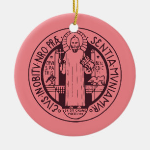 Décoration En Céramique Médaille Symbole d'Art Minimaliste Saint Benoît