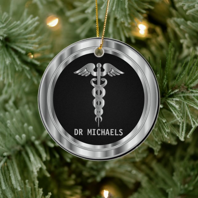 Décoration En Céramique  Medical Symbol 👨‍⚕️ - Black and Silver (Arbre)