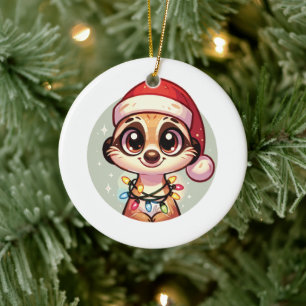 Décoration En Céramique Meerkat Merry Noël Animaux d'hiver Meerkats