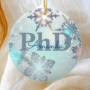 Décoration En Céramique Meilleur Doctorat Graduation Nom personnalisé Bleu