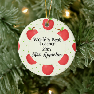 Décoration En Céramique Meilleur Enseignant avec Accents Apple personnalis