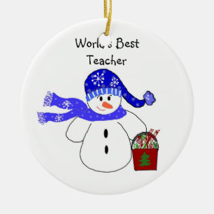 Décoration En Céramique Meilleur enseignant du monde de Snowman