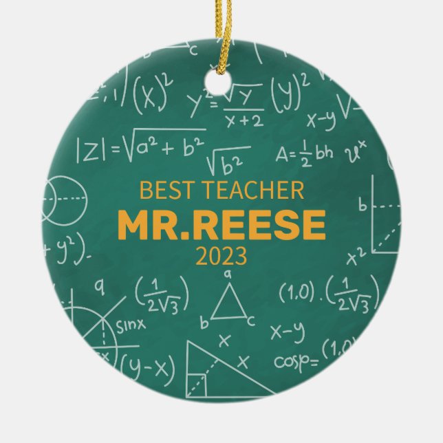 Décoration En Céramique Meilleur enseignant Nom de l'enseignant de mathéma (Devant)