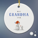 Décoration En Céramique Meilleur grand-mère jamais Snowman<br><div class="desc">Adorable bonhomme de neige d'hiver Best Grand-mère Toujours ornement pour faire un cadeau de nature à votre grand-mère cette saison des Fêtes à venir. L'illustration montre une grand-mère bonhomme de neige marchant avec son petit bonhomme de neige. Illustré et dessiné par Patricia Alvarez.</div>