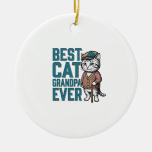 Décoration En Céramique Meilleur Grand-Père Chat Ever Vintage T-Shirt Gran