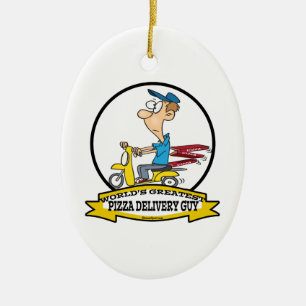 DÉCORATION EN CÉRAMIQUE MEILLEUR LIVREUR DE PIZZA DE BANDE DESSINÉE DU MON