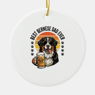 Décoration En Céramique Meilleur Papa Bernois Vintage T-Shirt Bière Chien
