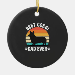 Décoration En Céramique Meilleur papa Corgi Retro Chien