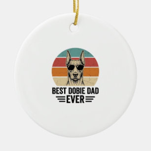 Décoration En Céramique Meilleur papa Dobie vintage Doberman T-shirt_1