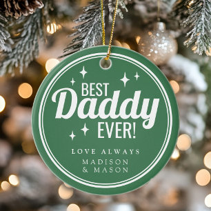 Décoration En Céramique Meilleur Papa Noël Vert Rétro Étincelle Noël