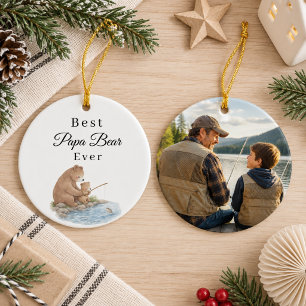 Décoration En Céramique Meilleur Papa Ours Jamais Fils Pêche Photo
