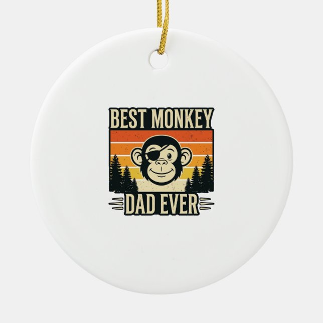 Décoration En Céramique Meilleur Papa Singe Jamais T-shirt Vintage Papa Si (Devant)