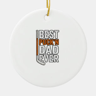 Décoration En Céramique Meilleur Père de Hockey Puck'n Papa Vector Design_
