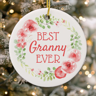 Décoration En Céramique Meilleure aquarelle Granny Ever Fleur Wreath
