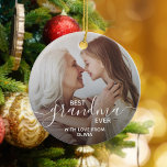 Décoration En Céramique Meilleure grand-mère jamais photo personnalisée<br><div class="desc">Offrez à la meilleure grand-mère jamais un ornement personnalisé cette saison des fêtes. Créez votre propre ornement de Noël personnalisé avec votre propre photo et message.</div>